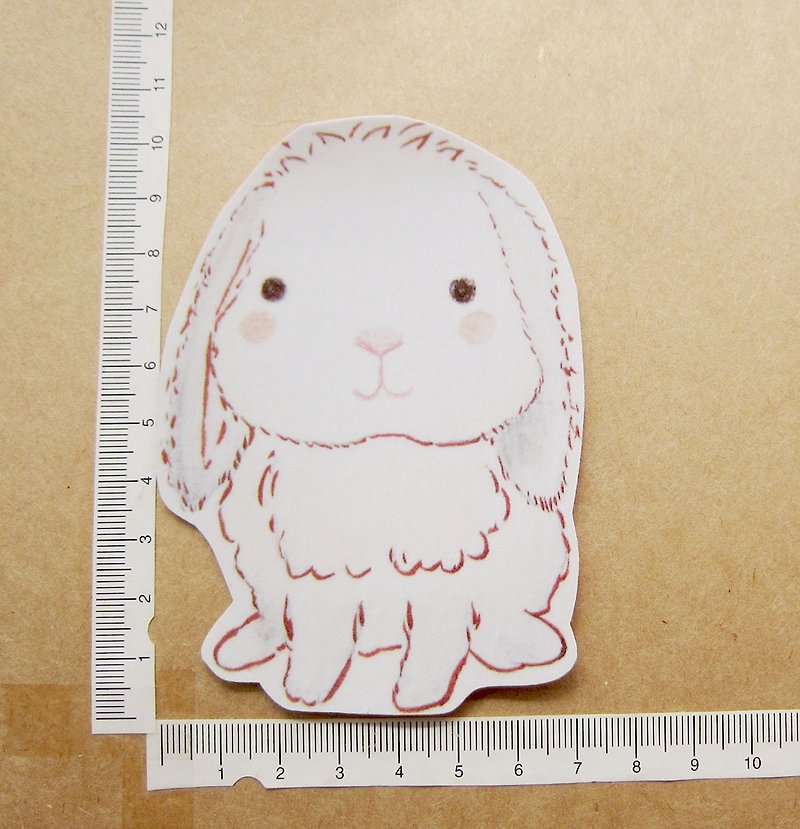 Hand drawn illustration style completely waterproof sticker white lop-eared rabbit - สติกเกอร์ - วัสดุกันนำ้ ขาว