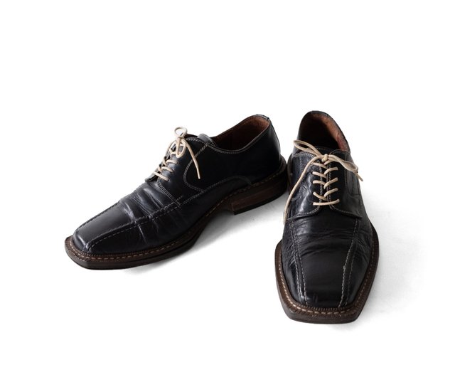 A PRANK DOLLY Vintage rectangular toe black leather shoes Shop A PRANK DOLLY Men s Leather Shoes Pinkoi