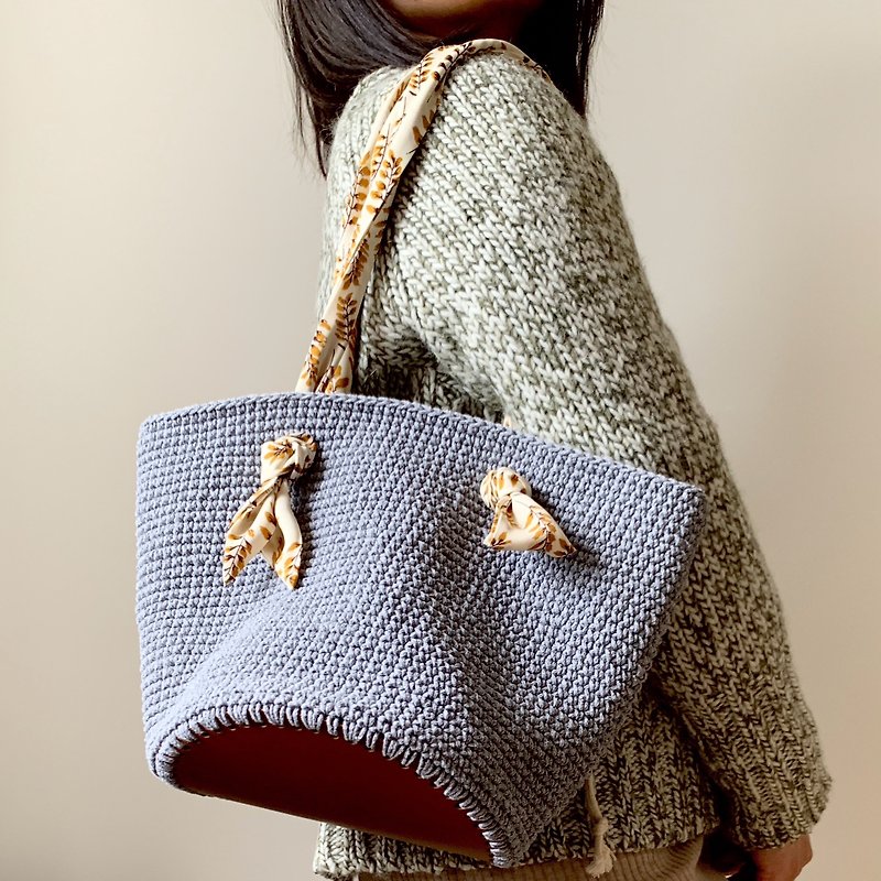 Hand-knitted holiday casual shoulder bag∣ Crochet. Vacation style bags - Messenger Bags & Sling Bags - Cotton & Hemp 