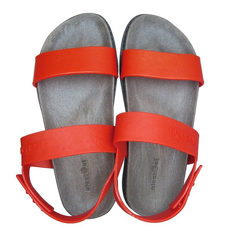 橡膠 涼鞋 多色 - 訂製寬帶涼鞋-灰底+紅鞋帶
