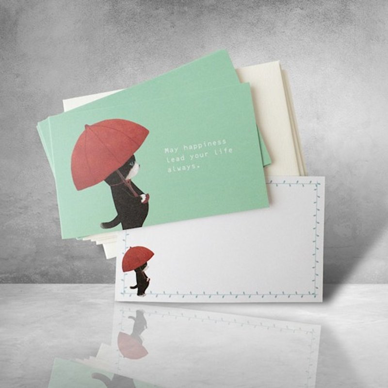 Message card and envelope set (Rainy kitten) - Cards & Postcards - Paper 