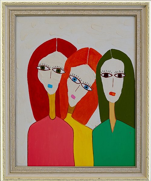 IMartCentre 40x50 cm Large Abstract Figurative Painting on Canvas Original Women's Faces