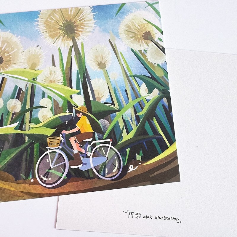 Cycle away | postcard - การ์ด/โปสการ์ด - กระดาษ สึชมพู