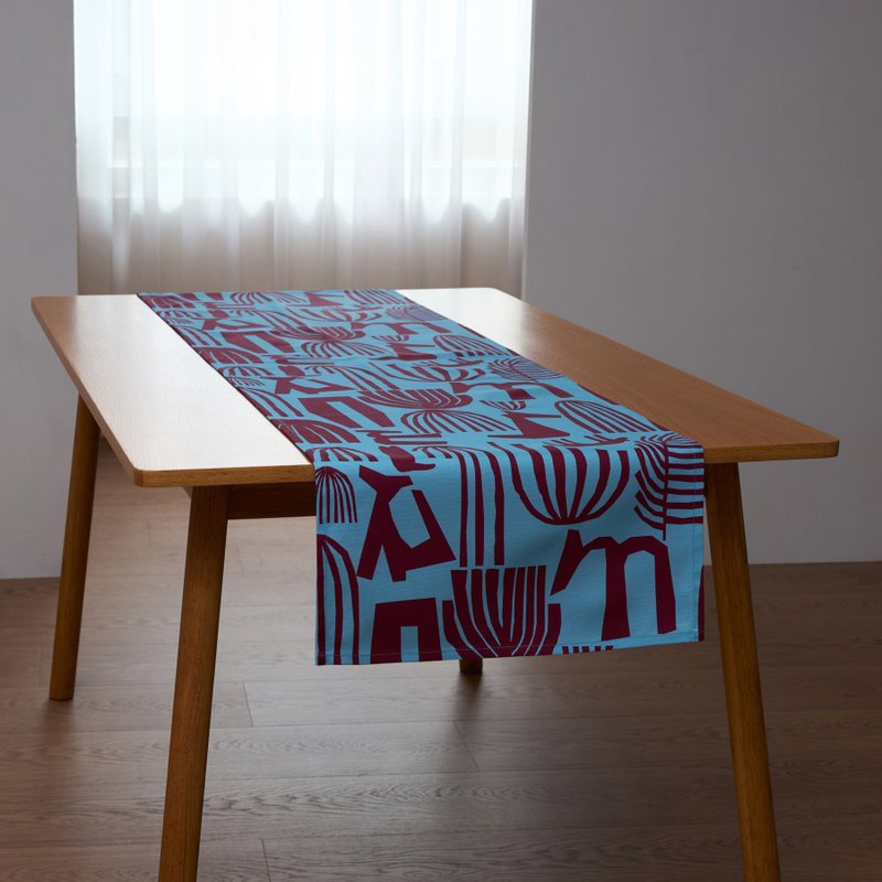 Printed canvas table runner/Mix blue - ผ้ารองโต๊ะ/ของตกแต่ง - ผ้าฝ้าย/ผ้าลินิน หลากหลายสี