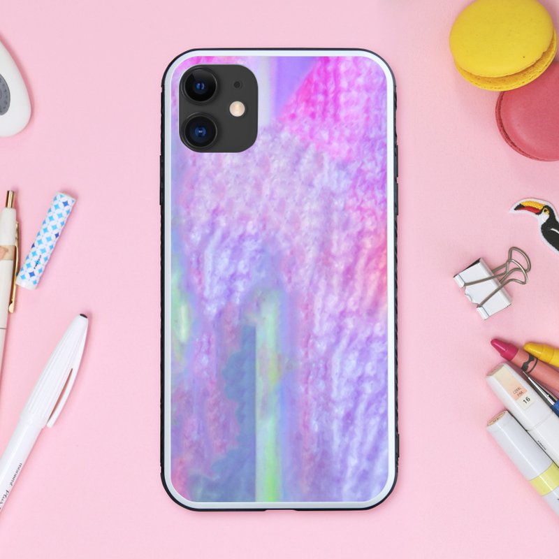 Dreamy and cute mysterious marble, mineral style, flower lover cell pattern smartphone case [tempered glass finish] iPhone 16 compatible - เคส/ซองมือถือ - พลาสติก หลากหลายสี