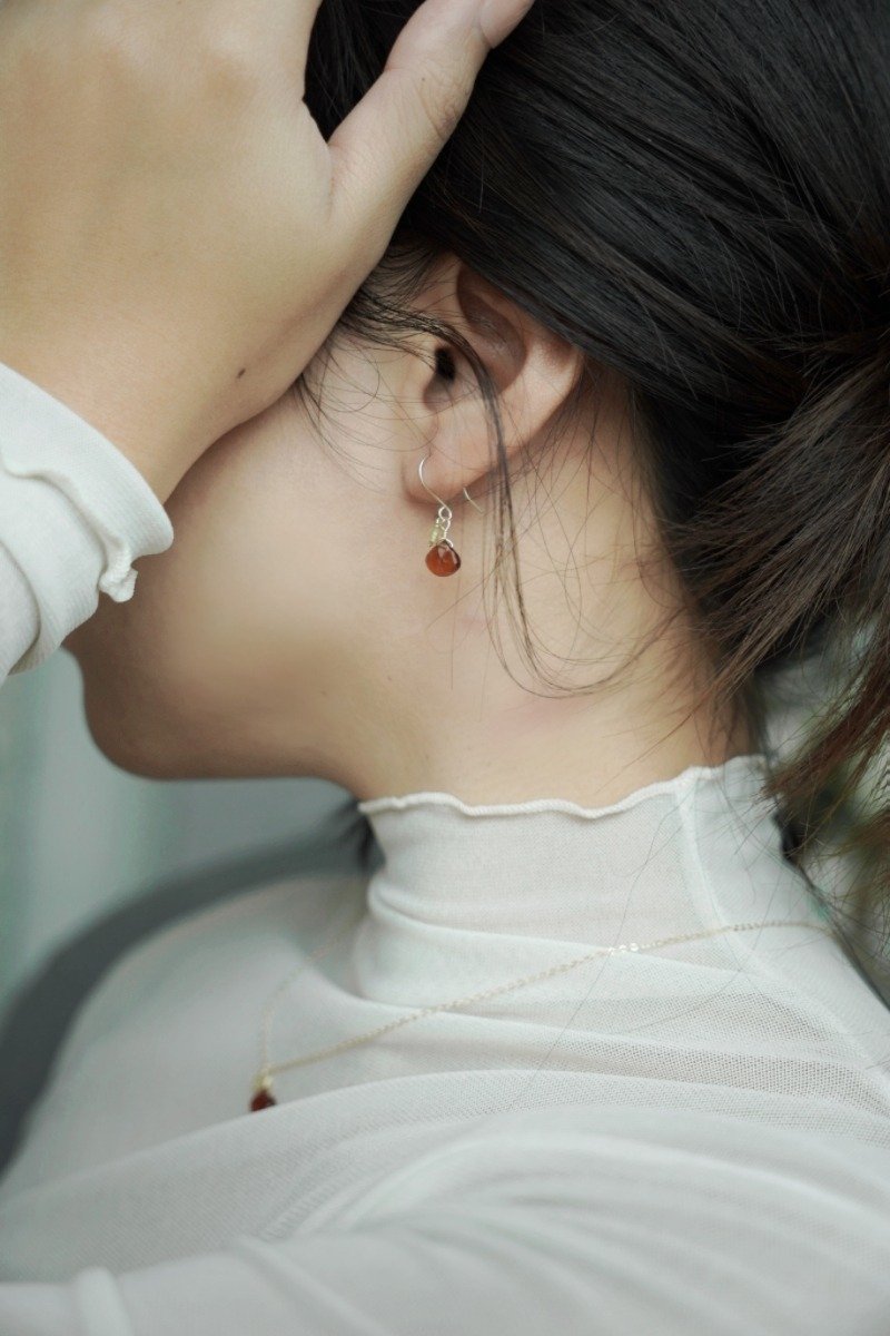 AAA石榴石&黃水晶耳環(耳夾) SV925/ 14KGF - 耳環/耳夾/耳骨夾 - 水晶 紅色