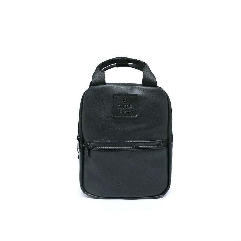 RITE Leyou Series-Dual-use Mini Backpack-Leather Black - กระเป๋าเป้สะพายหลัง - วัสดุกันนำ้ สีดำ