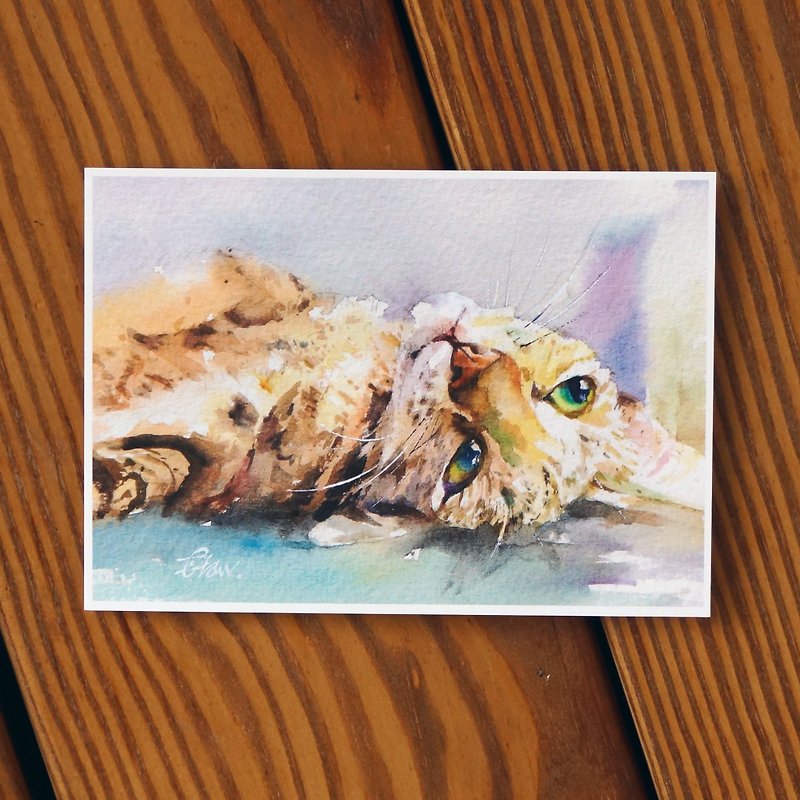 Watercolor painted child series postcard <dumping love> - การ์ด/โปสการ์ด - กระดาษ สีม่วง
