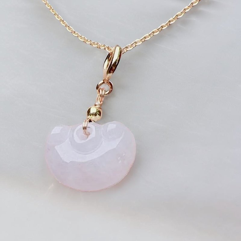 [May everything go well] Jadeite Ruyi Pendant 14K gold-filled | Natural Burmese grade A jadeite | Free - Charms - Jade Transparent