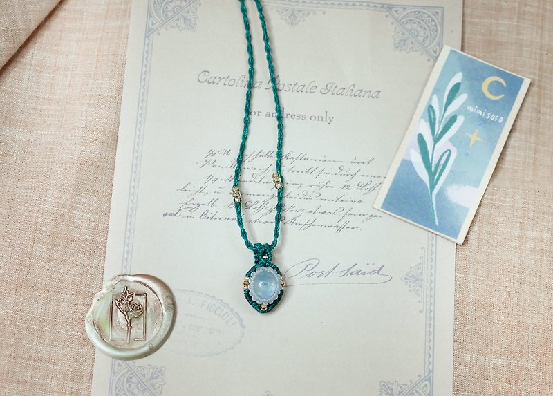 Stardust/Moonstone Necklace - Hand Braided Ore - Necklaces - Crystal Green