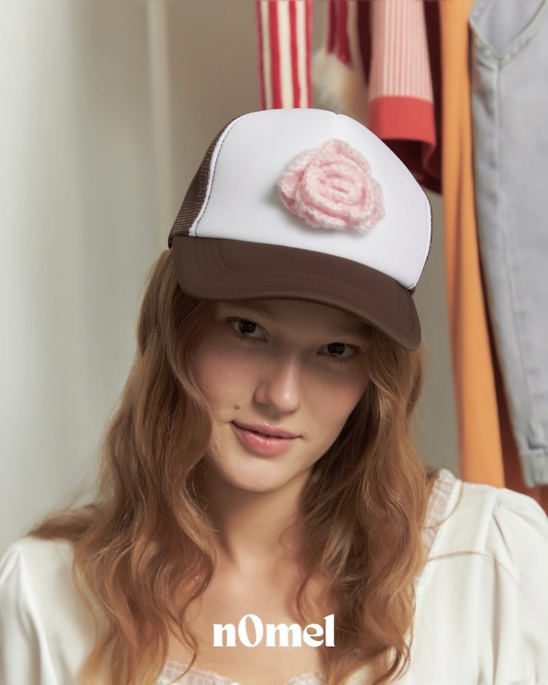 Rosette Trucker Cap (Pink) - Hats & Caps - Other Materials Pink