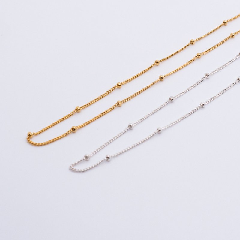 DATE. 09/10/22. Space Ice - Beaded Chain Necklace-Silver/18K Gold Plated Silver - Necklaces - Sterling Silver Gold