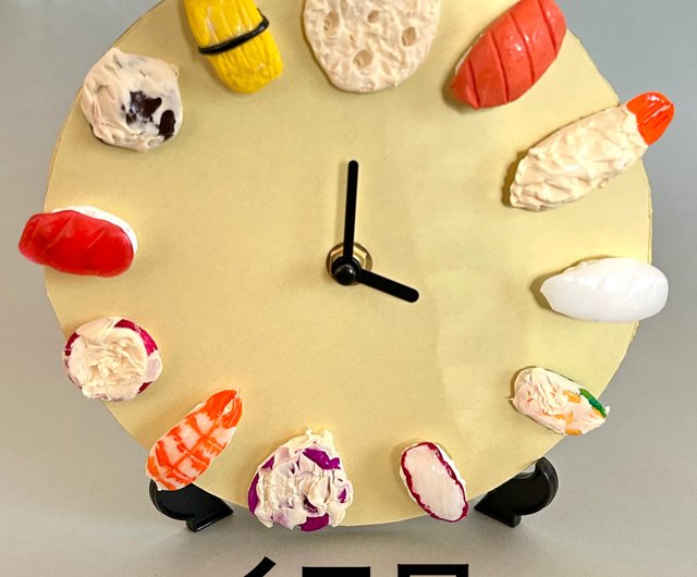 置き時計にも出来るイーゼル付き お寿司&天ぷら掛け時計