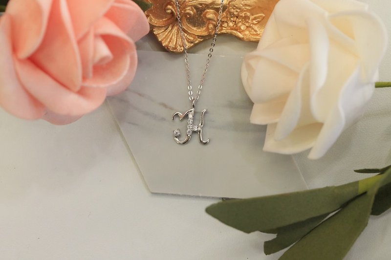 Sterling Silver Necklace with pendent Alphabet K - สร้อยคอ - เงินแท้ 