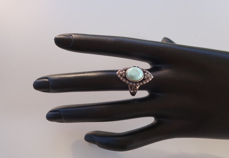 Ring Natural Old Turquoise Ring 3.7g Turquoise Old Beads Antique Art - แหวนทั่วไป - หยก สีเขียว