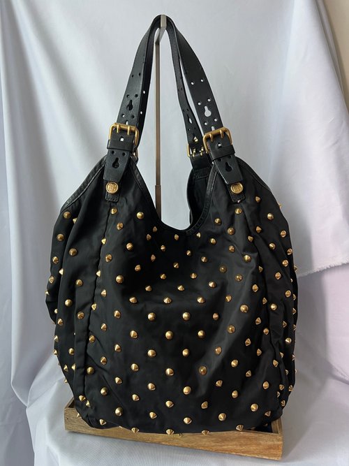 RARE TO GO VINTAGE 日出中古研究所 | 中古名牌選品店 Givenchy Studded New Sacca 金色鉚釘側斜揹包手提袋 日本中古
