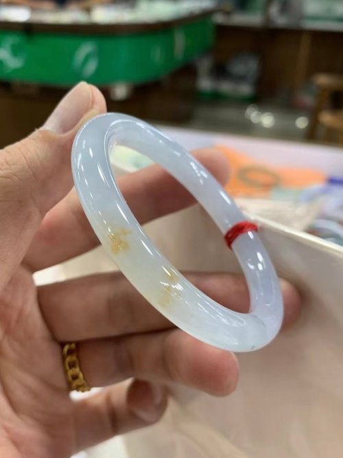 Good Morning Studio 冰種翡翠天然翡翠玉鐲 A玉手鐲 玉鈪 • 冰種紫羅蘭灑金翡翠圓鐲