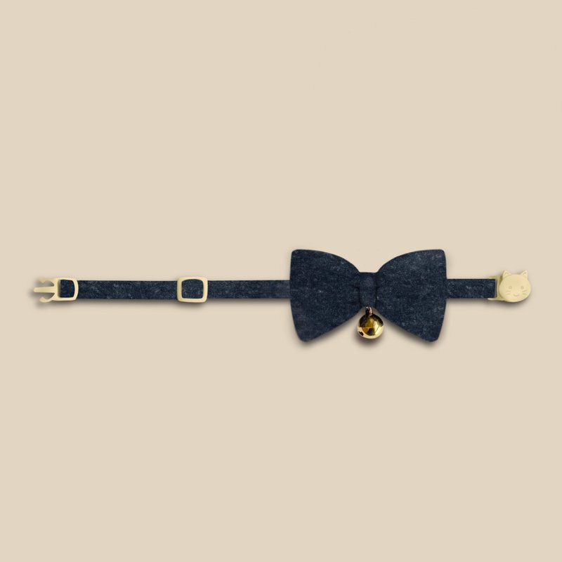 簡約手工定制貓項圈 New Life Blue Bow Breakaway Cat Collar - 項圈/牽繩 - 棉．麻 藍色