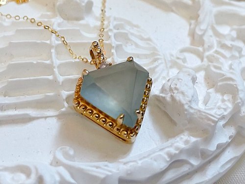 Pine St. Jewelry 松樹街輕奢珠寶 14K純金鑲鑽 天然緬甸藍水玻璃種翡翠 墜子