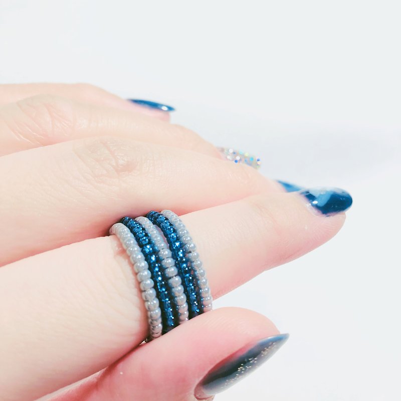彩色玻璃珠戒指—多只販售 - 戒指 - 玻璃 灰色