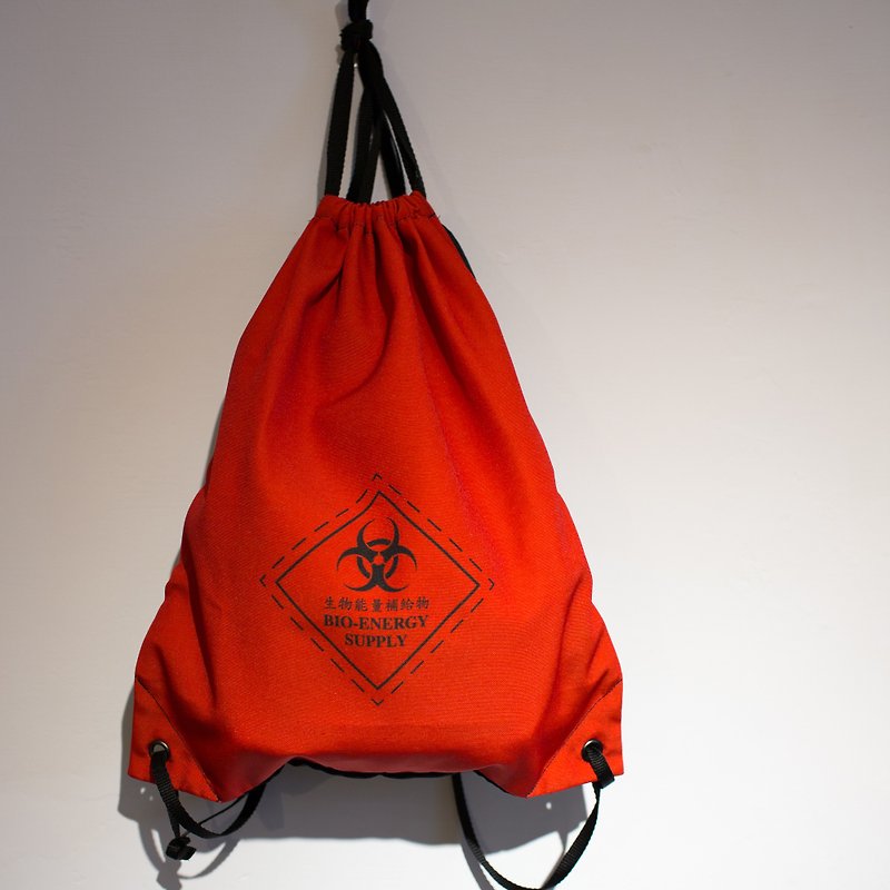 Infectious waste beam mouth backpack - กระเป๋าหูรูด - วัสดุกันนำ้ สีแดง