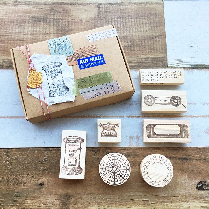 Raw Market Shop Wooden Stamp【For Planner Gift Set】-NT$320 - ตราปั๊ม/สแตมป์/หมึก - ไม้ สีกากี