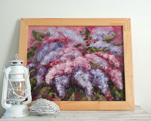 DCS-Art Lilac bouquet original oil painting on canvas home wall decoration