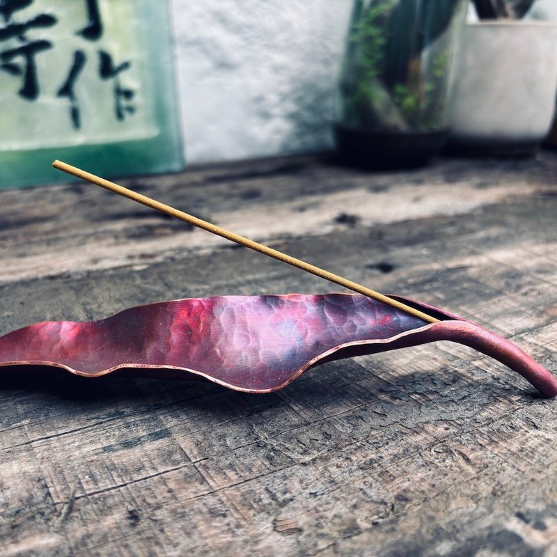 香道/燻香座/線香座~枯葉紅銅線香座C款/紫~相片商品單品販售 - 香氛/精油/擴香 - 銅/黃銅 