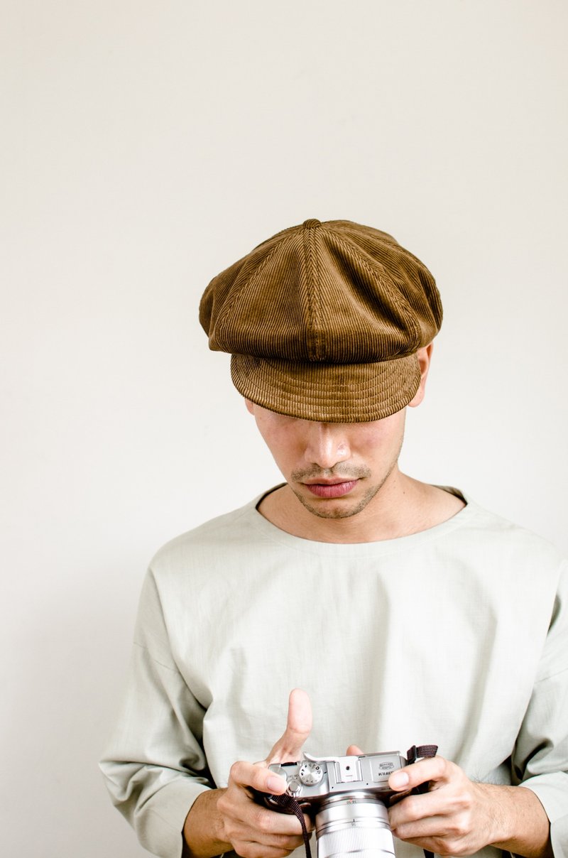 PALINI x Twentysecond Corduroy Newsboy Cap - Brown - 帽子 - 棉．麻 咖啡色