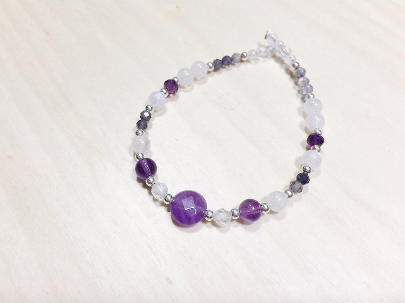 MH sterling silver natural stone custom series _ pray _ amethyst - Bracelets - Crystal Purple