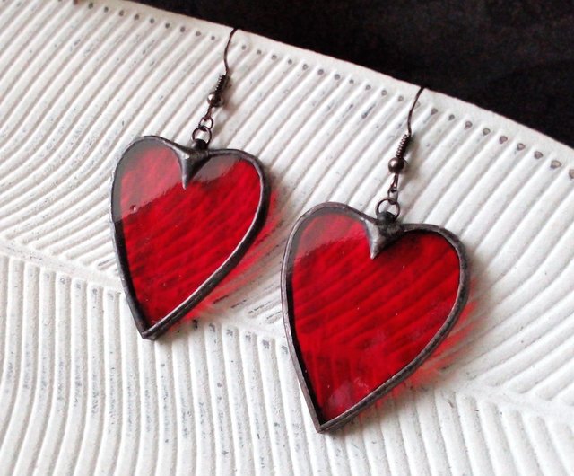 Heart Valentine's Earrings | Stained Glass Earrings | Valentine's Day  Earrings | Clay Earrings | Lightweight