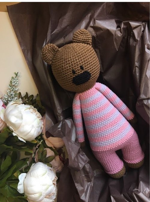 KnitInBy Newborn gift, crochet bear handmade toy, bear toy, bear baby gift.