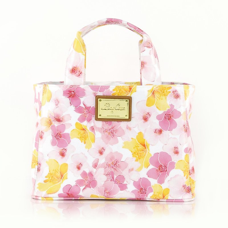 Cherry Blossom Elegant Waterproof Magnetic Buckle Bag-Temperament White - Handbags & Totes - Cotton & Hemp White