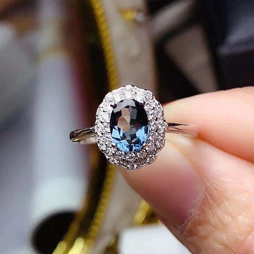 Eratojewels London Blue Topaz Ring, Natural London Blue Topaz Ring, Genuine London BT