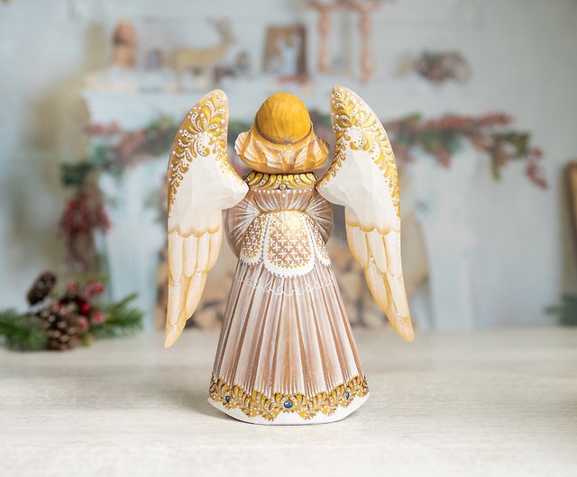 天使の置物鳩と木製の天使天使像クリスマスの天使の飾り - ショップ FirebirdWorkshop 人形・フィギュア - Pinkoi