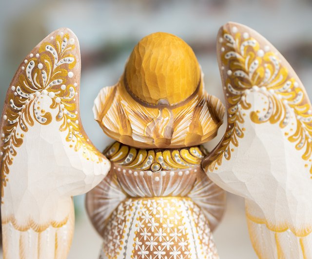 天使の置物鳩と木製の天使天使像クリスマスの天使の飾り - ショップ