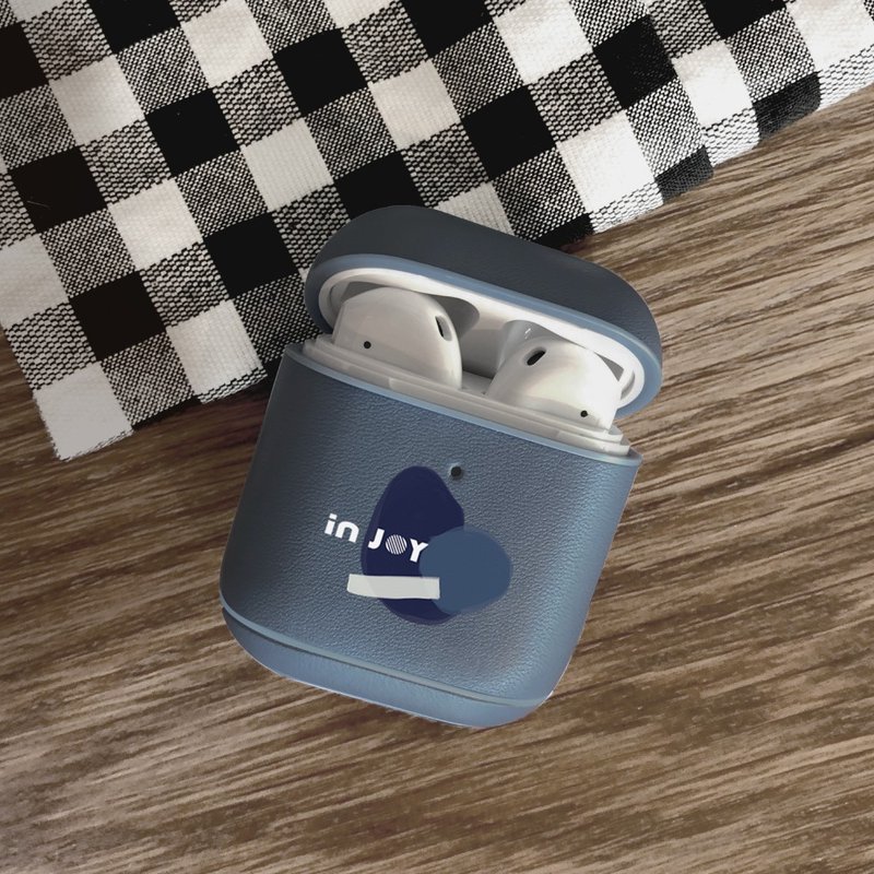 レザーAirPodsケース、Apple AirPods 1＆2用カスタムレザーケース、イヤホンケース - イヤホン収納 - 革 ブルー
