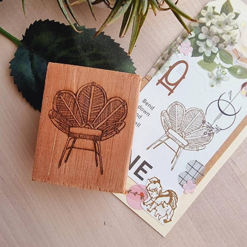 Peacock Chair Rubber Stamp - ตราปั๊ม/สแตมป์/หมึก - ไม้ สีนำ้ตาล