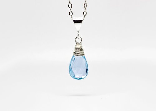 Arctida Sky Blue Topaz necklace for women Sterling silver chain blue drop gemstone