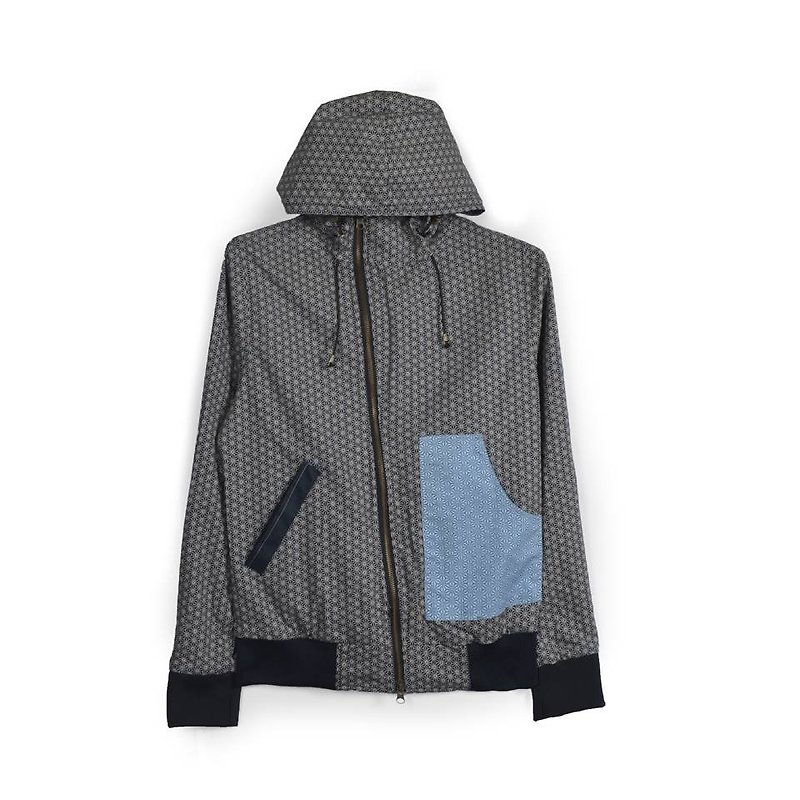 oqLiq - Thread - 龜甲紋變形蟲雙面穿外套 - 男夾克/外套 - 防水材質 黑色