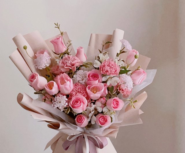 お花】ピンク・カーネーション・ローズ・チューリップ・花束 お花】ピンク・カーネーション・ローズ・チューリップ・花束