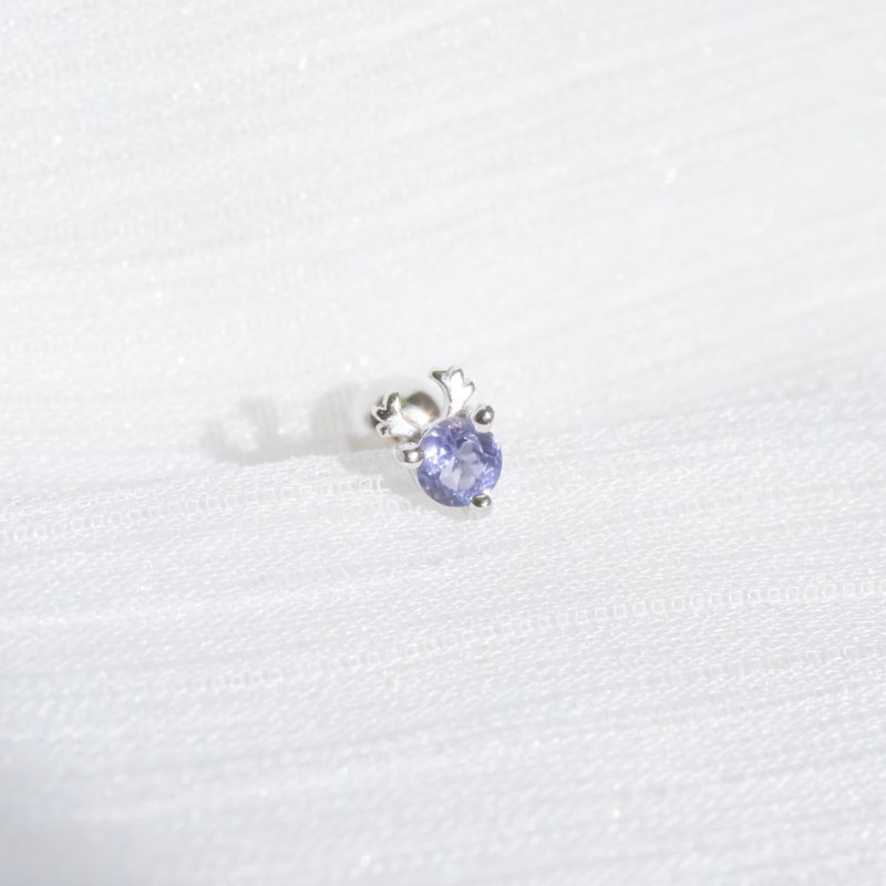 堇青石925純銀麋鹿轉珠耳環 - 耳環/耳夾/耳骨夾 - 寶石 銀色