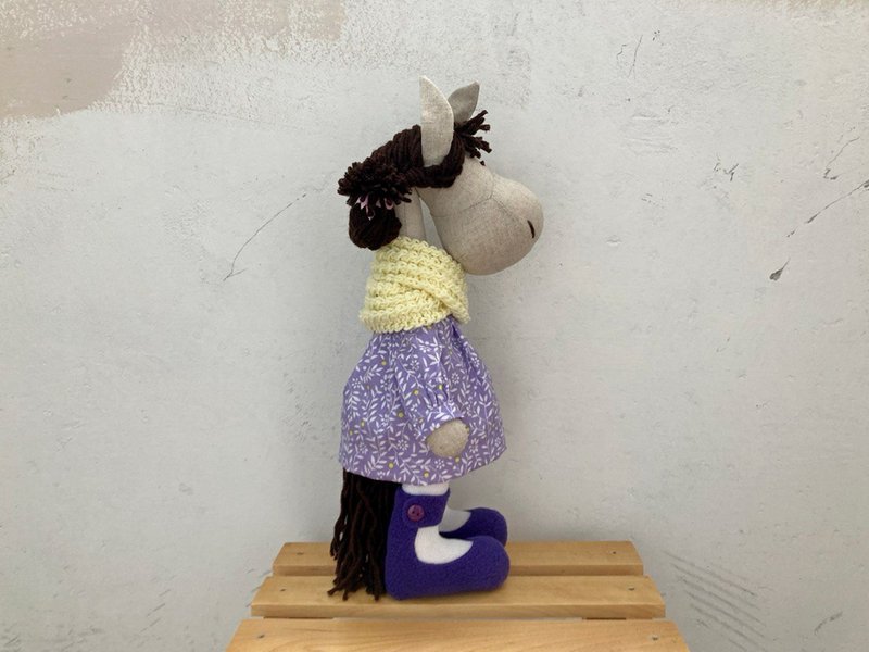 Gift for girlfriend, Handmade horse toy, Kids new year gift - 寶寶/兒童玩具/玩偶 - 亞麻 紫色