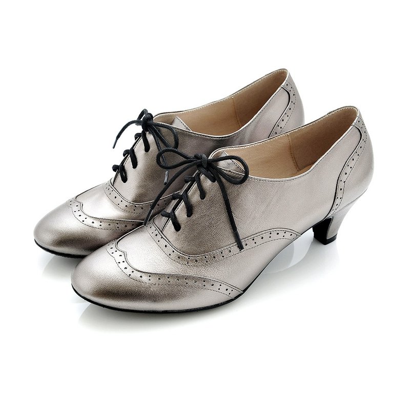 Galaxy full leather retro oxford low-heel ankle boots - Women's Oxford Shoes - Genuine Leather 