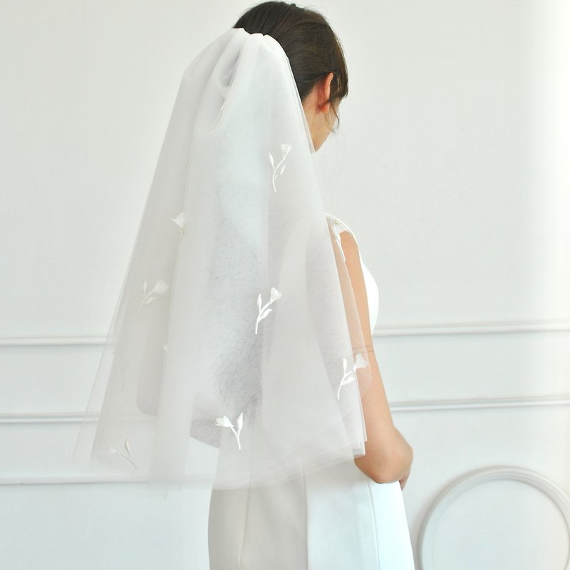 New! White 3D flower veil (ready to ship) - 髮夾/髮飾 - 聚酯纖維 白色