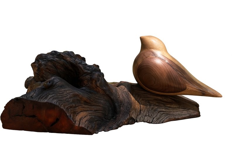 Wooden handcarved bird. Magnetic. Walnut wood. Decorative. - 其他小家電 - 木頭 