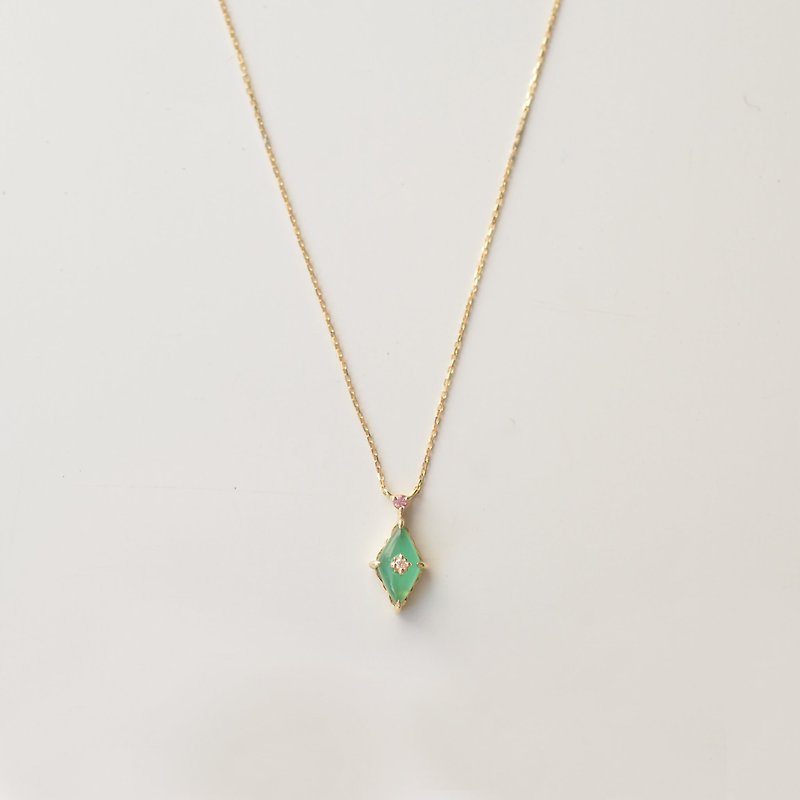 【sowi】Thousand and one nights green agate diamond necklace - Necklaces - Other Metals Gold