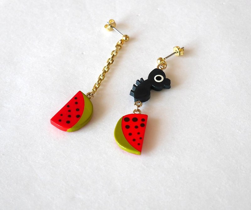 watermelon thief - Earrings & Clip-ons - Plastic Multicolor