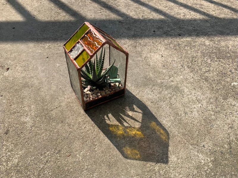 棕色小屋植栽 | 鑲嵌玻璃 - 盆栽/植栽 - 玻璃 