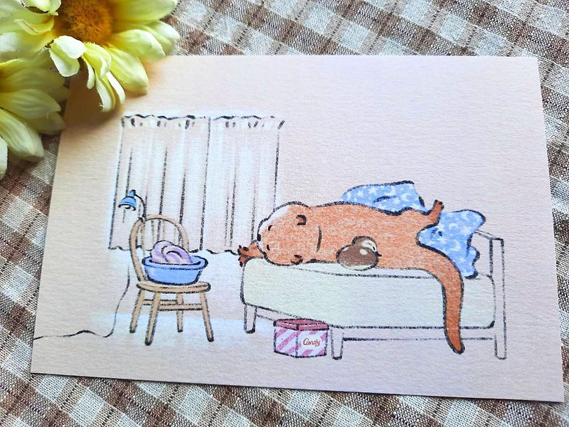 [Little joke little otter] Postcard-Lai Bed - Cards & Postcards - Paper 